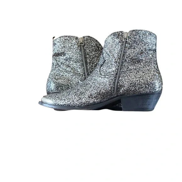 Golden Goose Glitter Sparkling Silver Western Ankle Booties - Picture 8 of 11